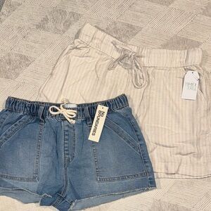 NWT Time and True Cream Striped + No Boundaries Denim Shorts Bundle